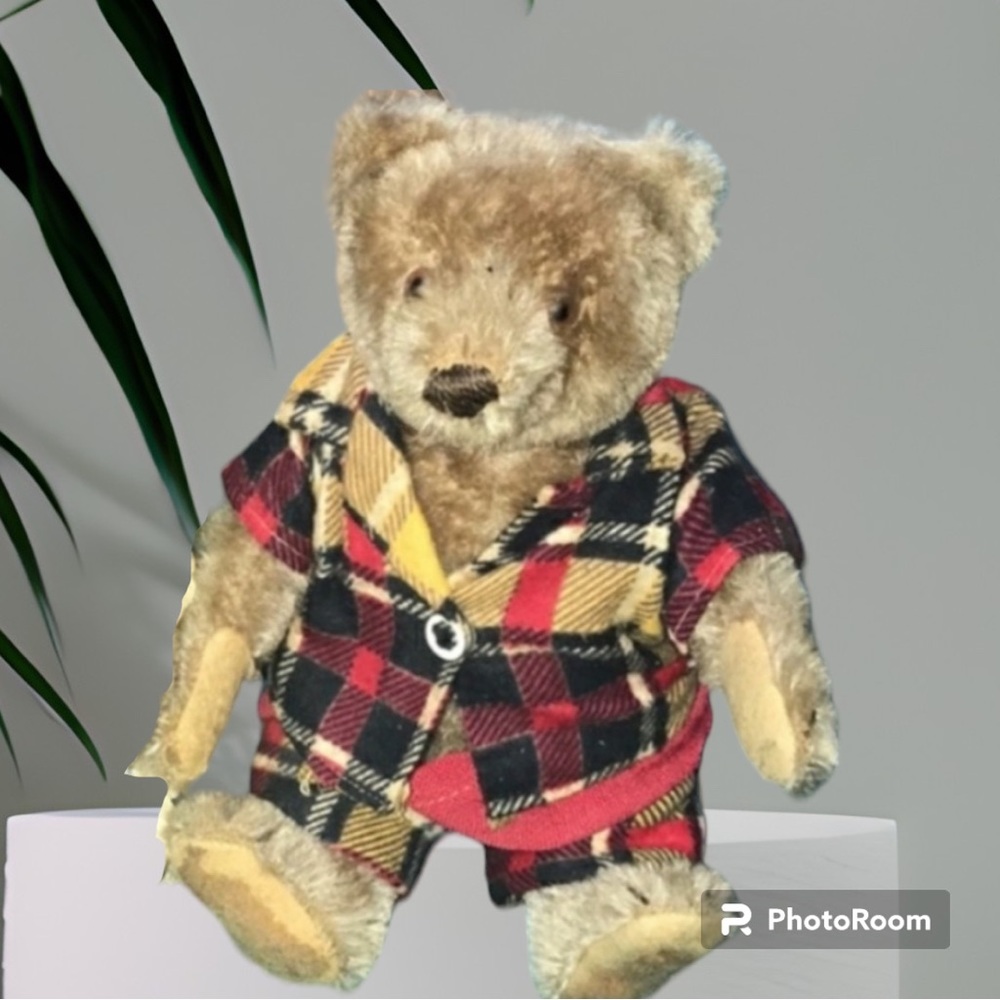 Steiff Small Teddy Bear, Mohair,8”,Hardstuffed,Glass Eyes,Fully Jointed,1950s